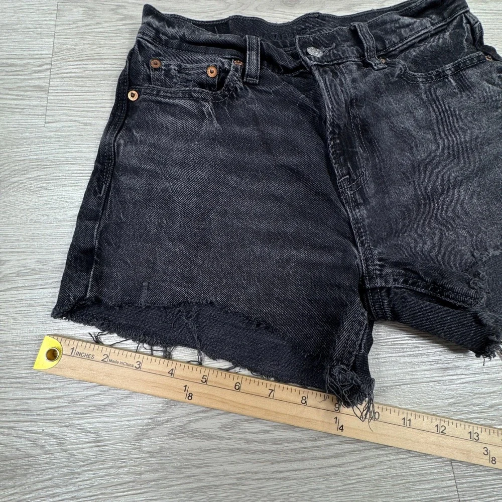 American Eagle Women's Denim Shorts AE Boyfriend Black Raw Hem Cutoff Small(?)